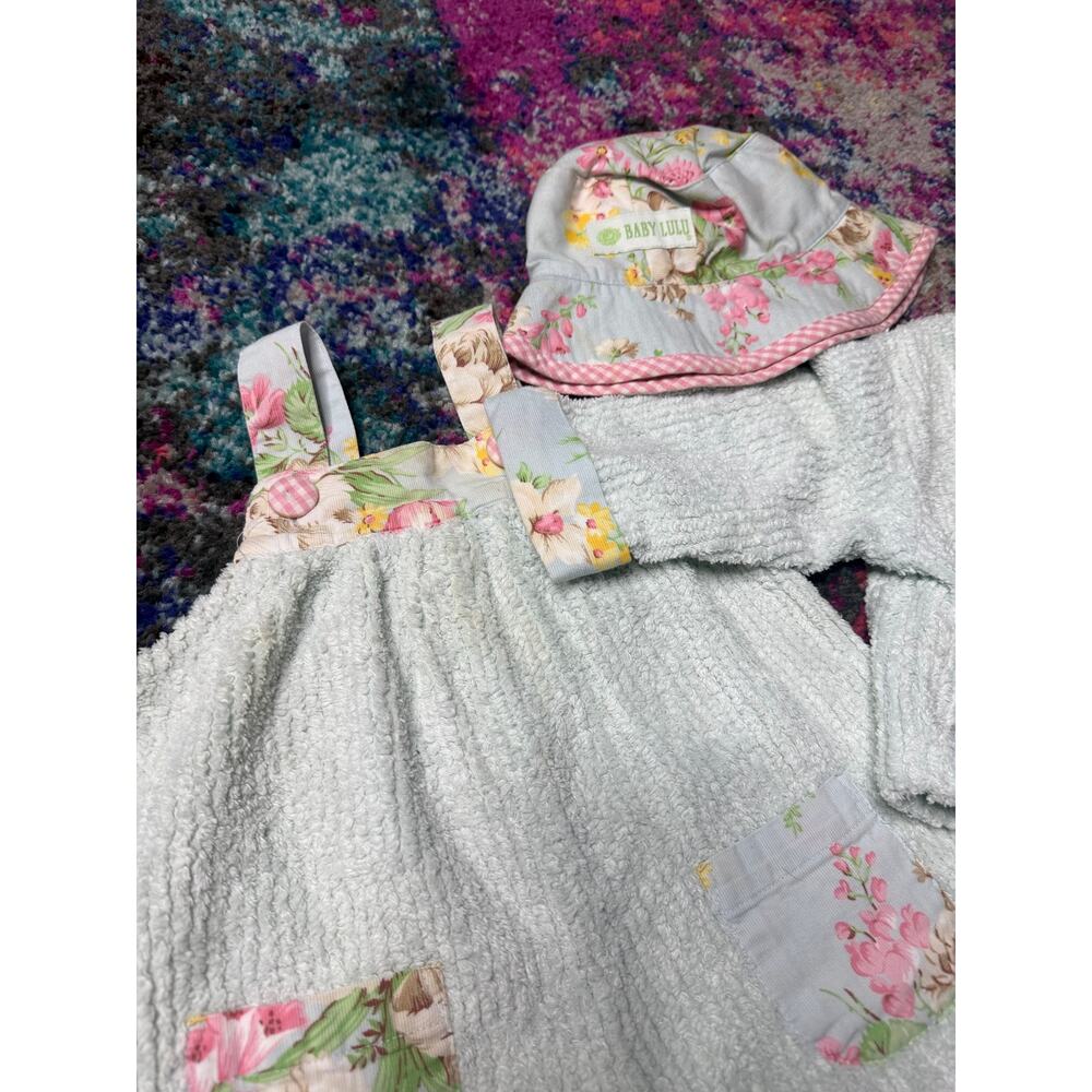 Vintage Baby Lulu Chenille Overalls,coat with hat 12 Months green - Picture 3 of 10